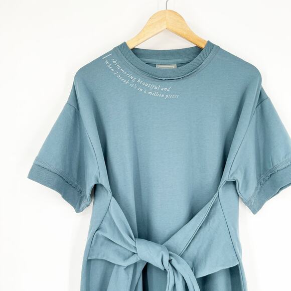 Taylor Swift Mirrorball Folklore T-Shirt Dress Blue Tie Waist Size Medium - Picture 9 of 10